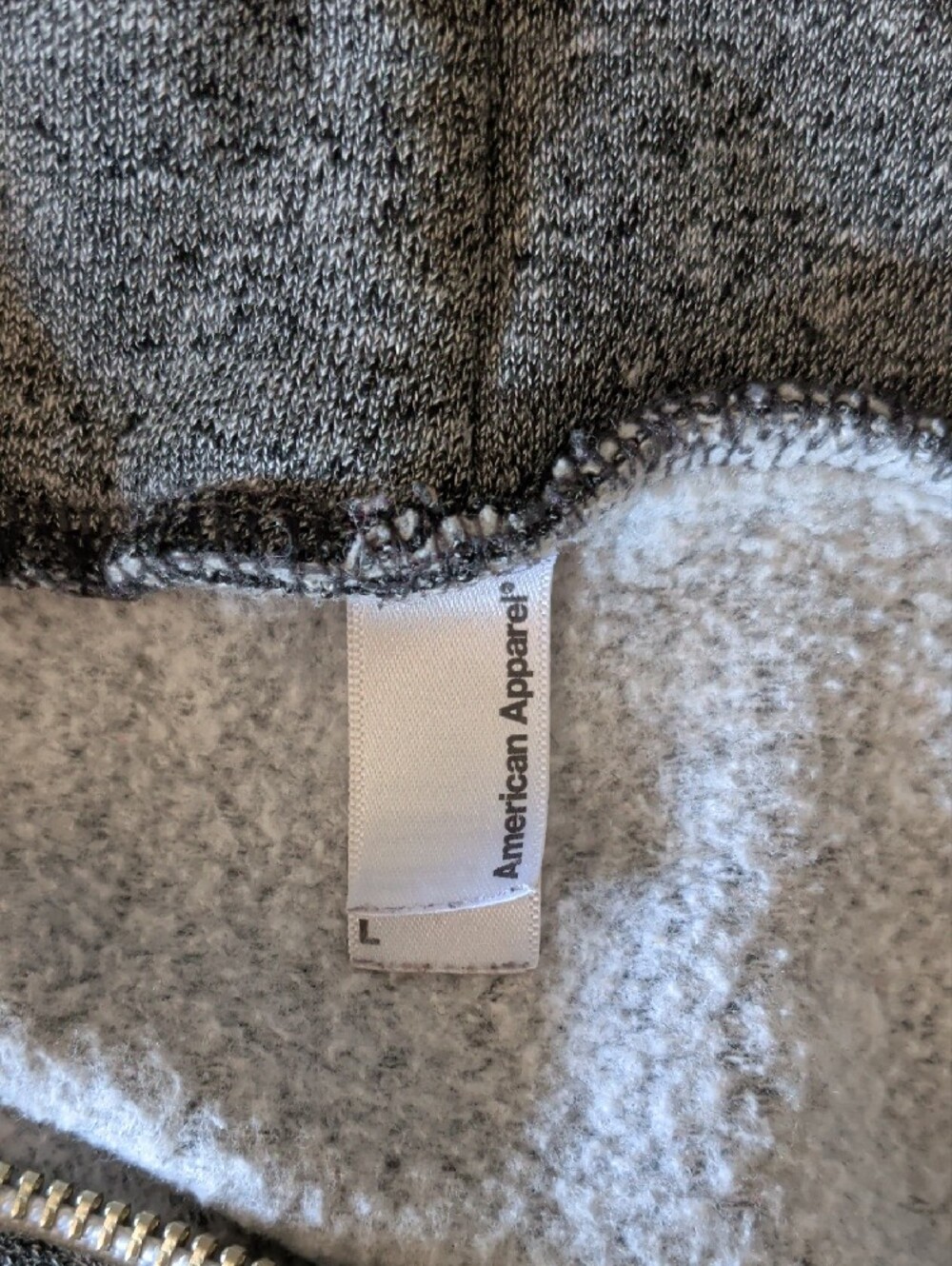 American Apparel Men's Charcoal Gray Full-Zip Hoodie Sweater - Picture 2 of 4